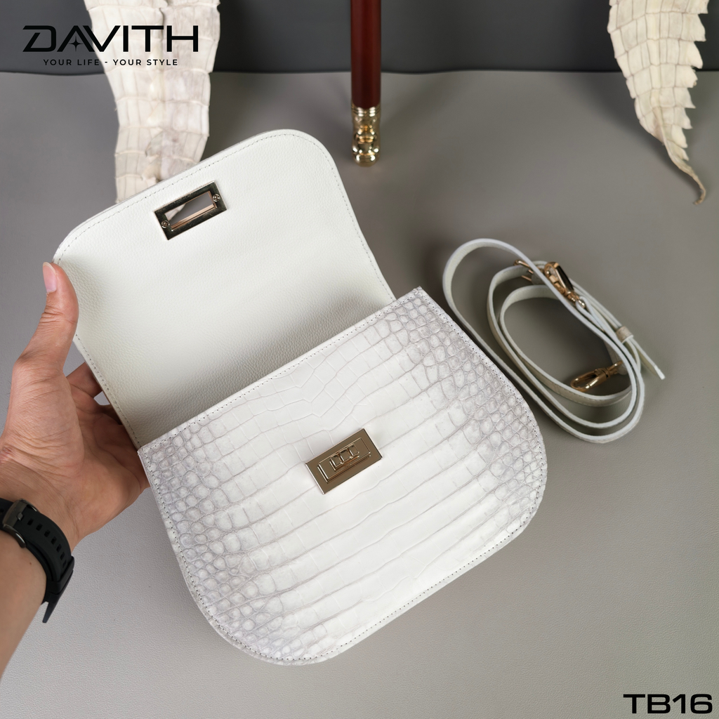 Professionally Whitened Exotic Belly Leather Mini Handbag