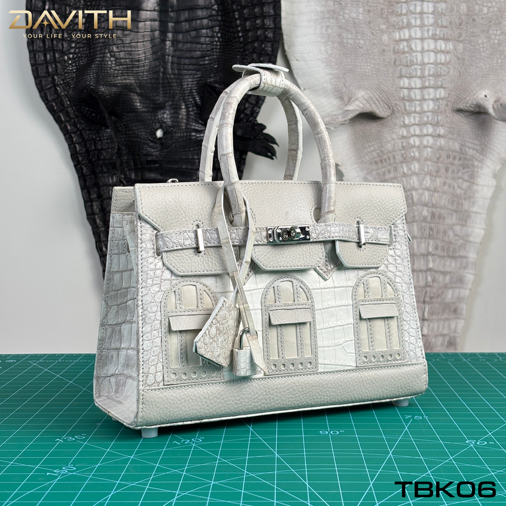 TBK06 | Window Limited Edition Professionally Whitened Crocodile Belly Leather Handbag