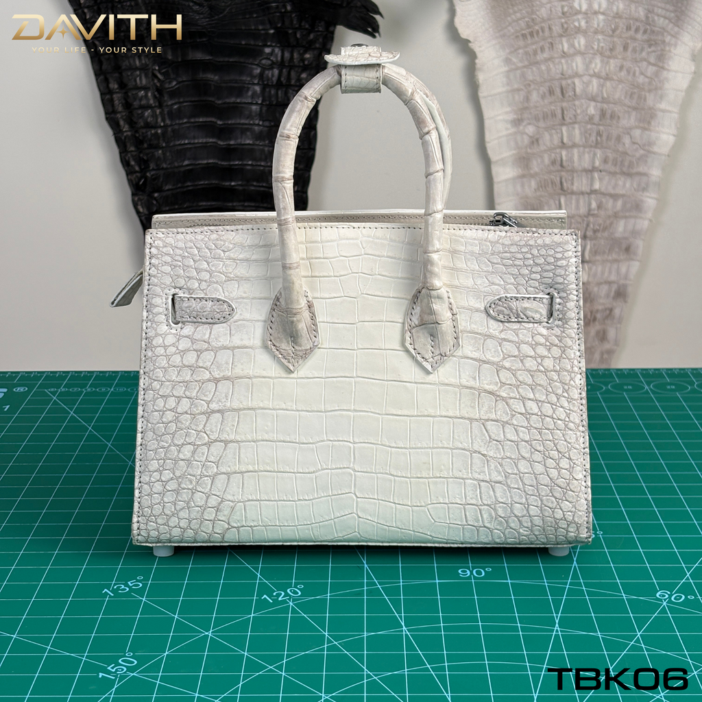 TBK06 | Window Limited Edition Professionally Whitened Crocodile Belly Leather Handbag