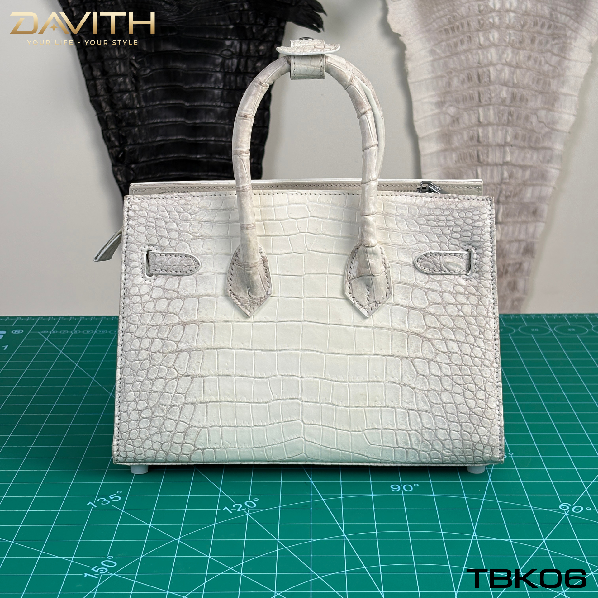TBK06 | Window Limited Edition Professionally Whitened Crocodile Belly Leather Handbag