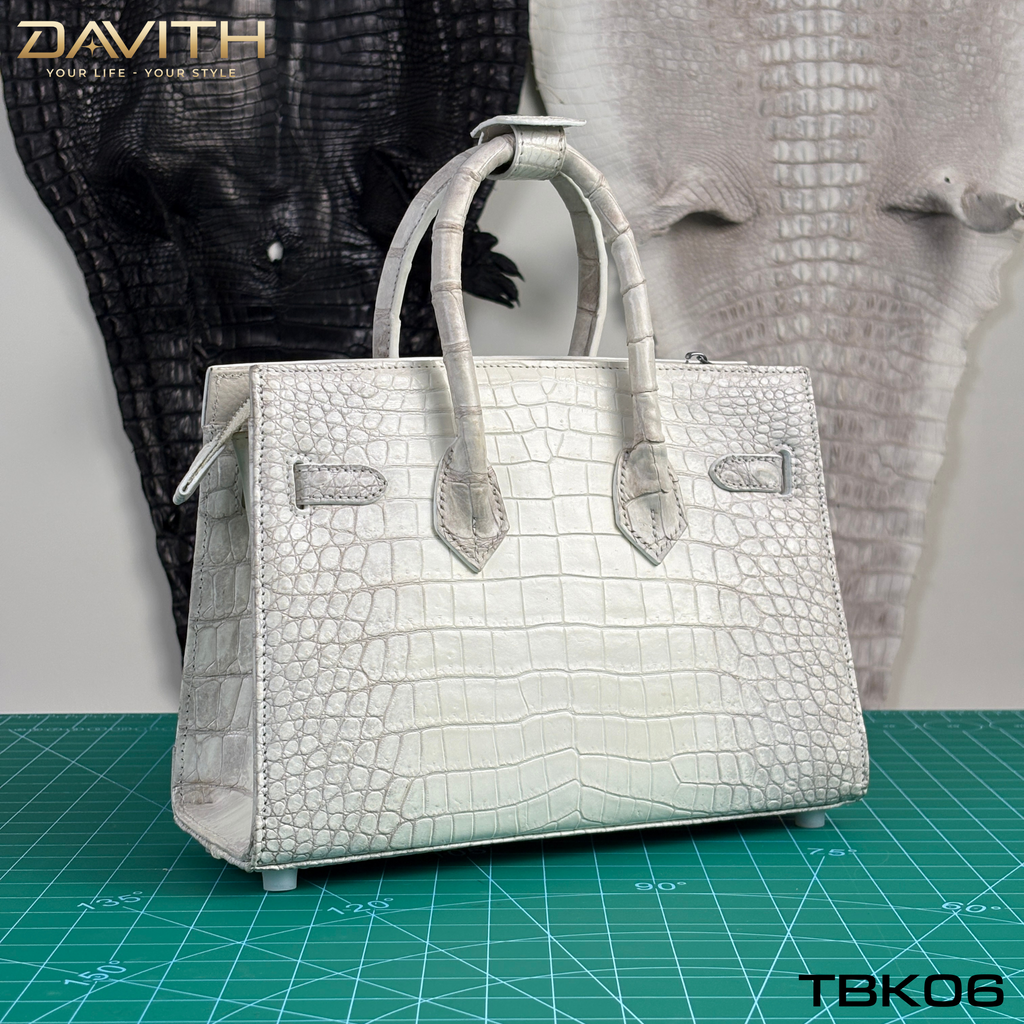 TBK06 | Window Limited Edition Professionally Whitened Crocodile Belly Leather Handbag