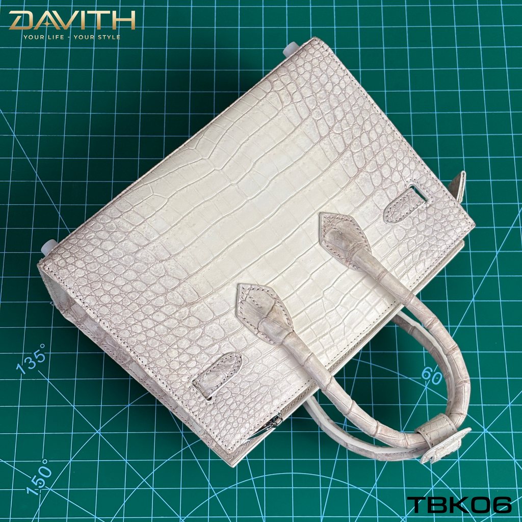 TBK06 | Window Limited Edition Professionally Whitened Crocodile Belly Leather Handbag