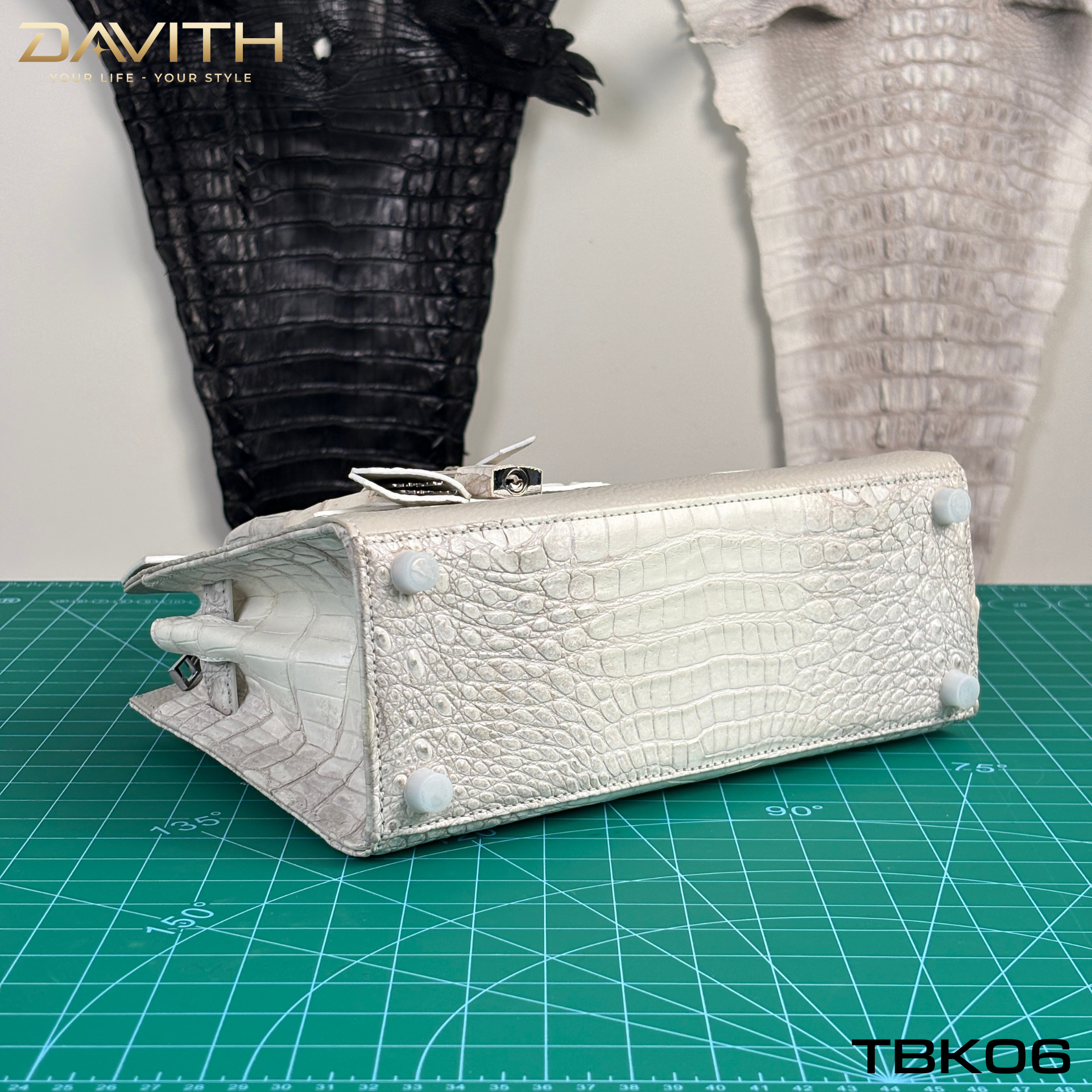 TBK06 | Window Limited Edition Professionally Whitened Crocodile Belly Leather Handbag