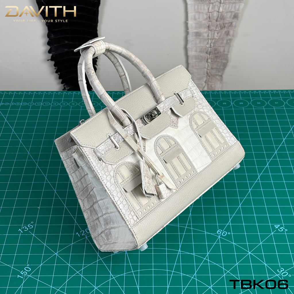 TBK06 | Window Limited Edition Professionally Whitened Crocodile Belly Leather Handbag