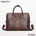 CTG01 Hornback Crocodile Executive Briefcase — Brown / Black