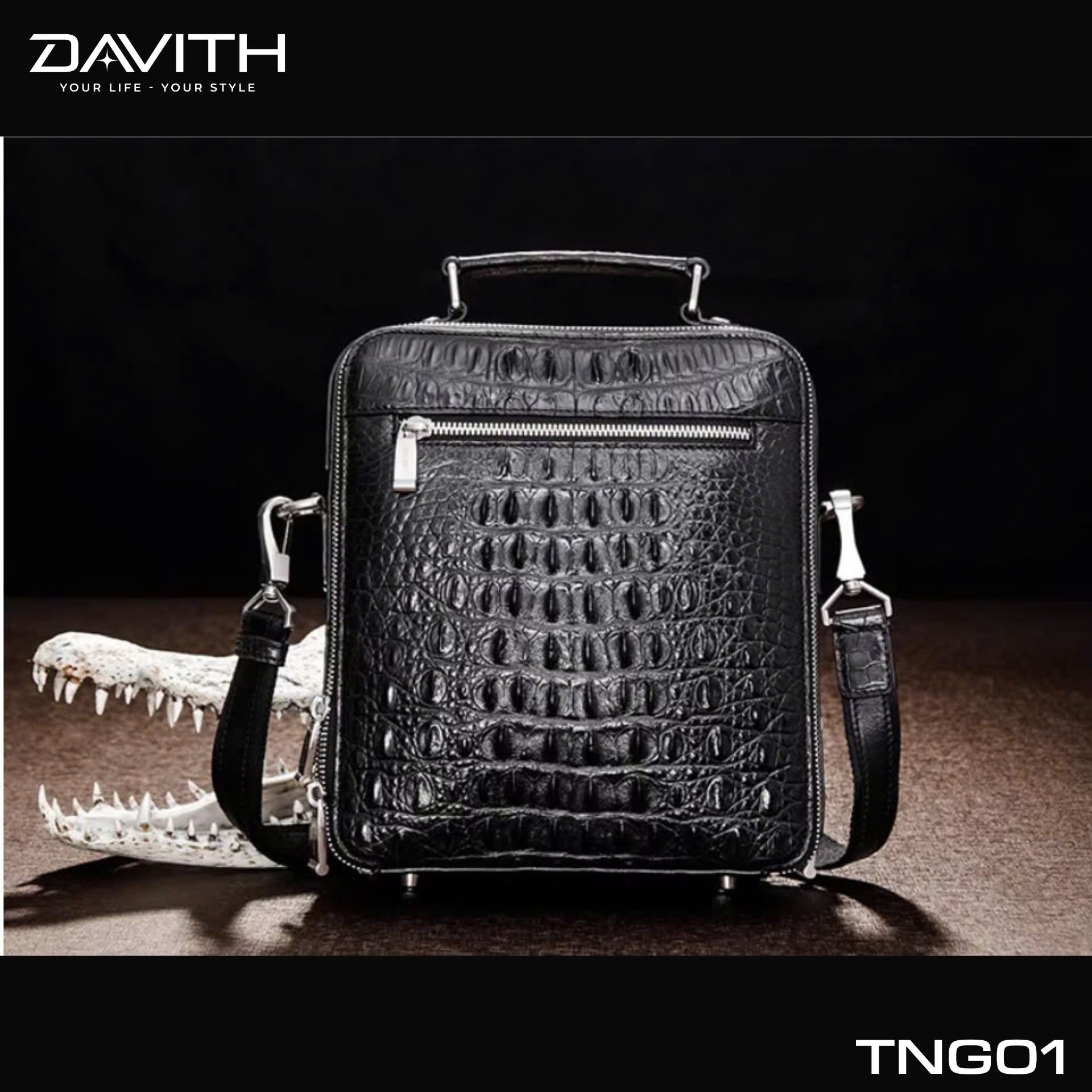 LEGENDARY Hornback Exotic Leather Crossbody Bag — TNG01