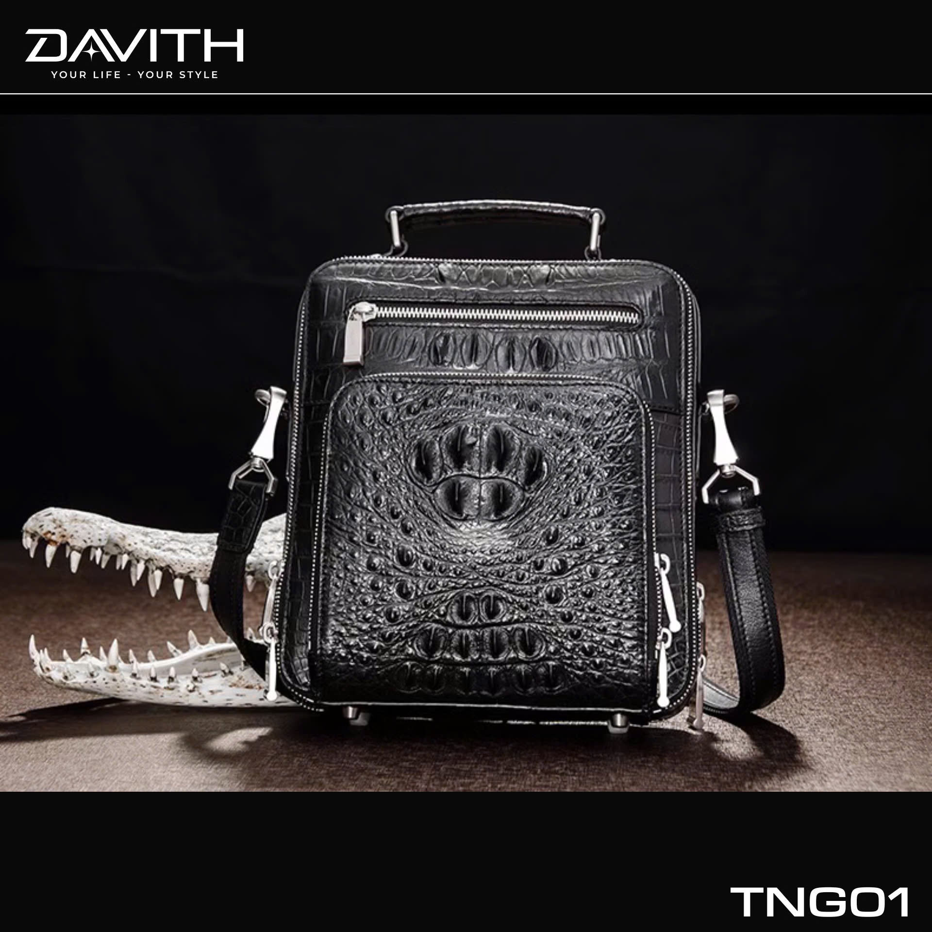 LEGENDARY Hornback Exotic Leather Crossbody Bag — TNG01