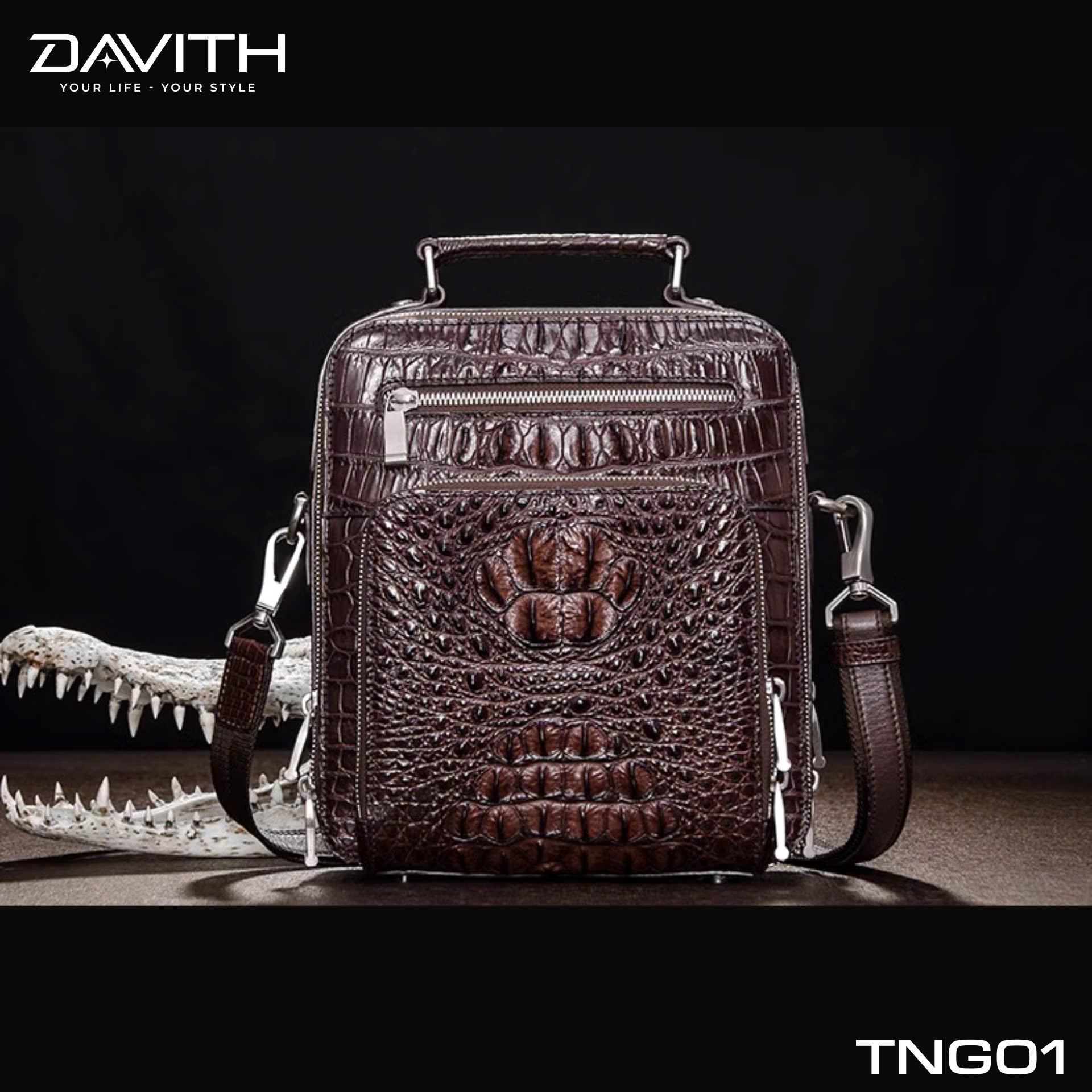 LEGENDARY Hornback Exotic Leather Crossbody Bag — TNG01