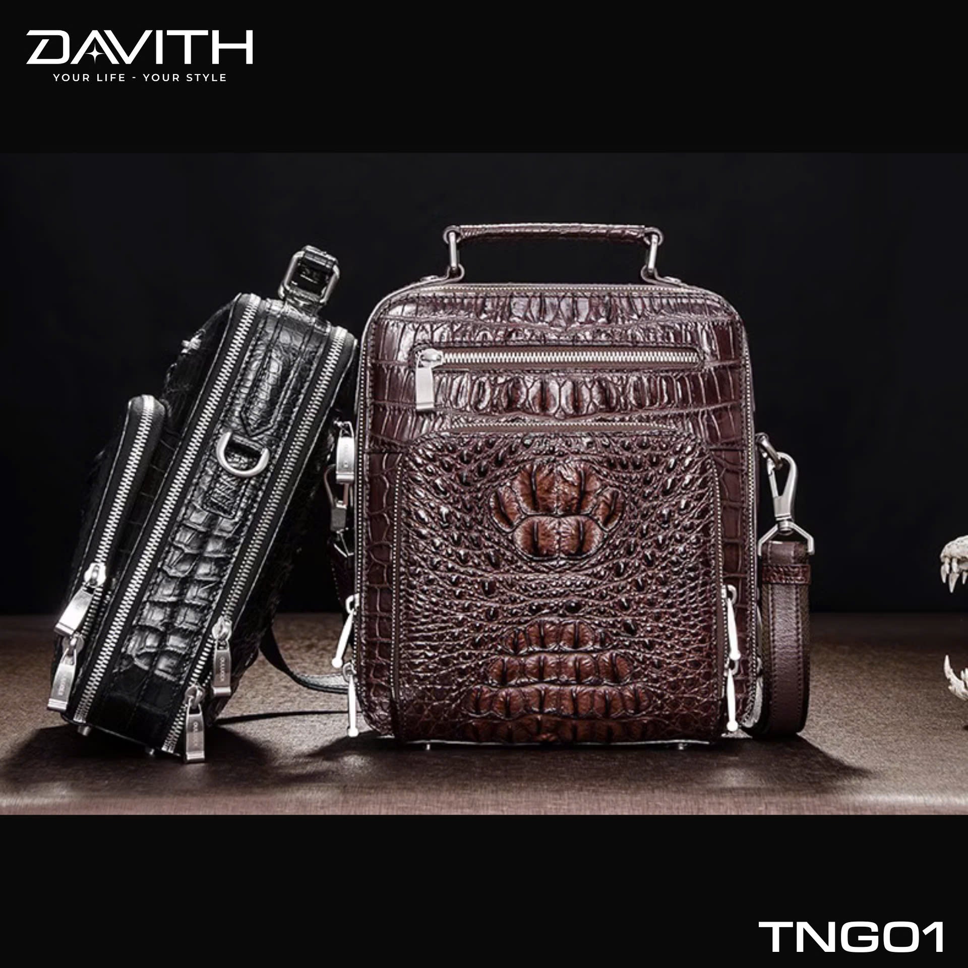 LEGENDARY Hornback Exotic Leather Crossbody Bag — TNG01