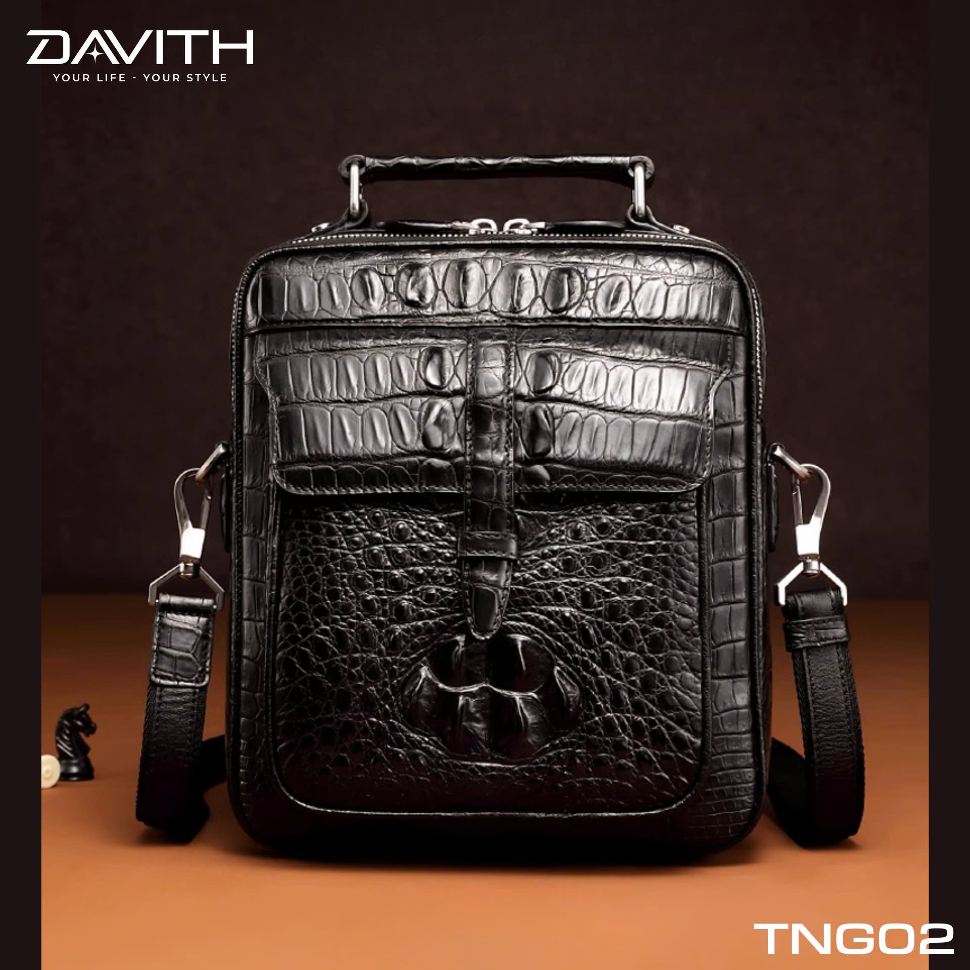 TNG02 Hornback Crocodile Leather Crossbody Bag for Men — LEGENDARY Collection