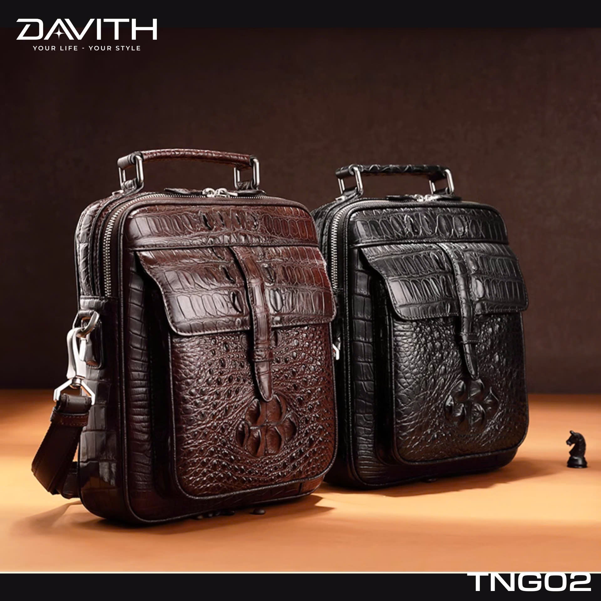 TNG02 Hornback Crocodile Leather Crossbody Bag for Men — LEGENDARY Collection