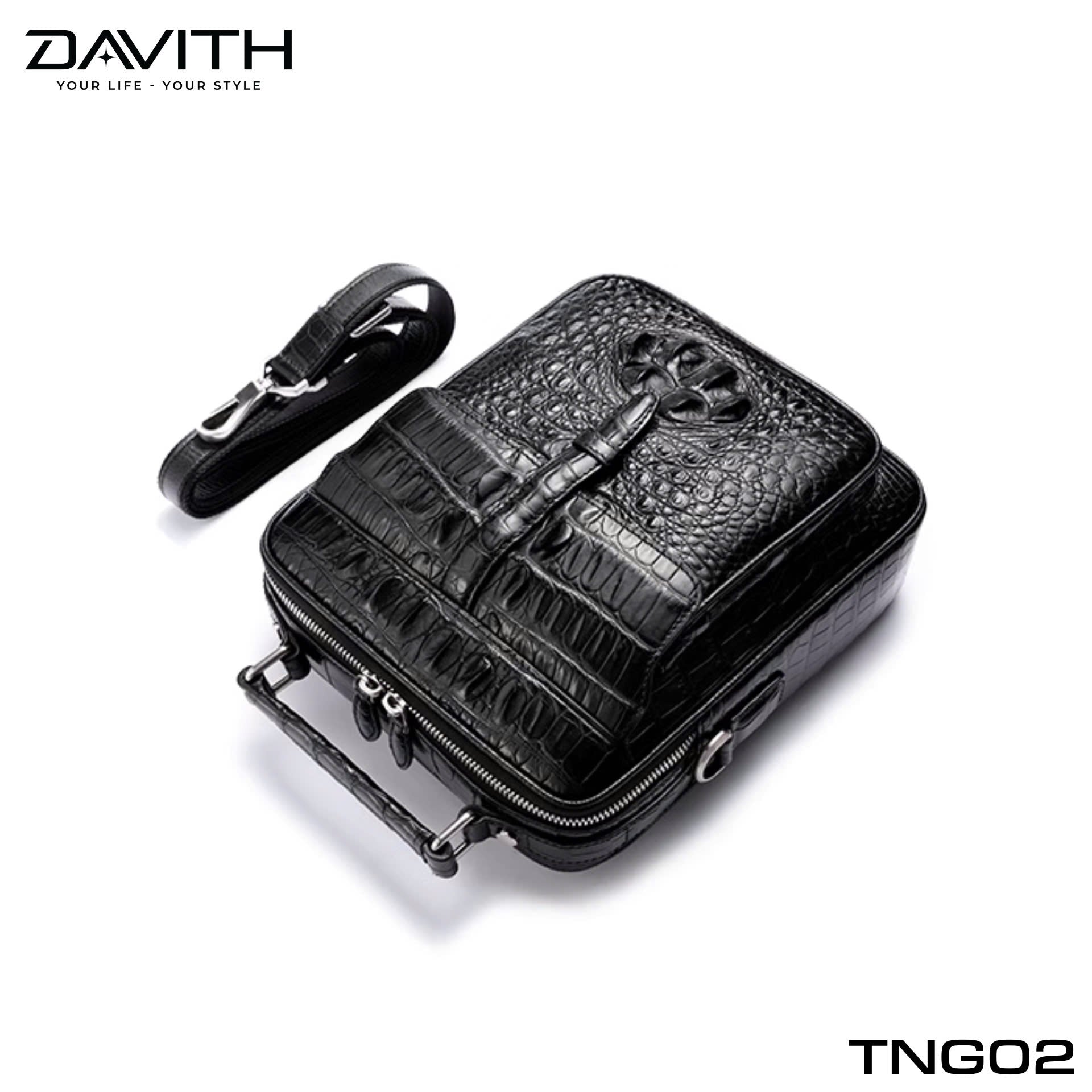 TNG02 Hornback Crocodile Leather Crossbody Bag for Men — LEGENDARY Collection