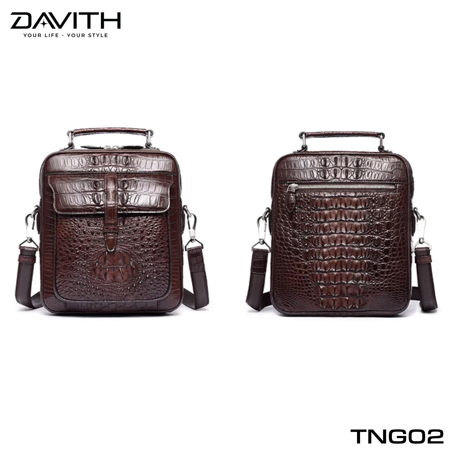 TNG02 Hornback Crocodile Leather Crossbody Bag for Men — LEGENDARY Collection