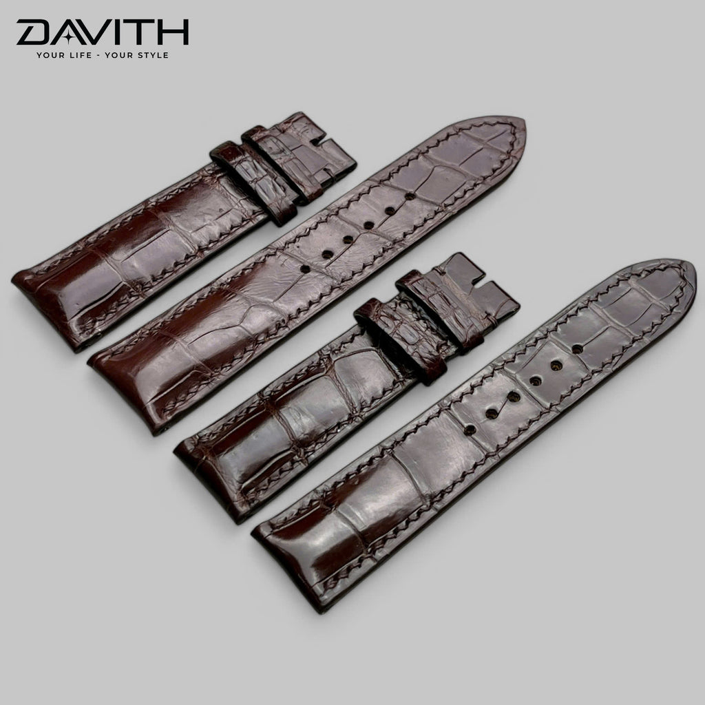Crocodile Tail Leather Watch Strap — Brown | Bamboo-Node Grain | 18 / 20 / 22 mm