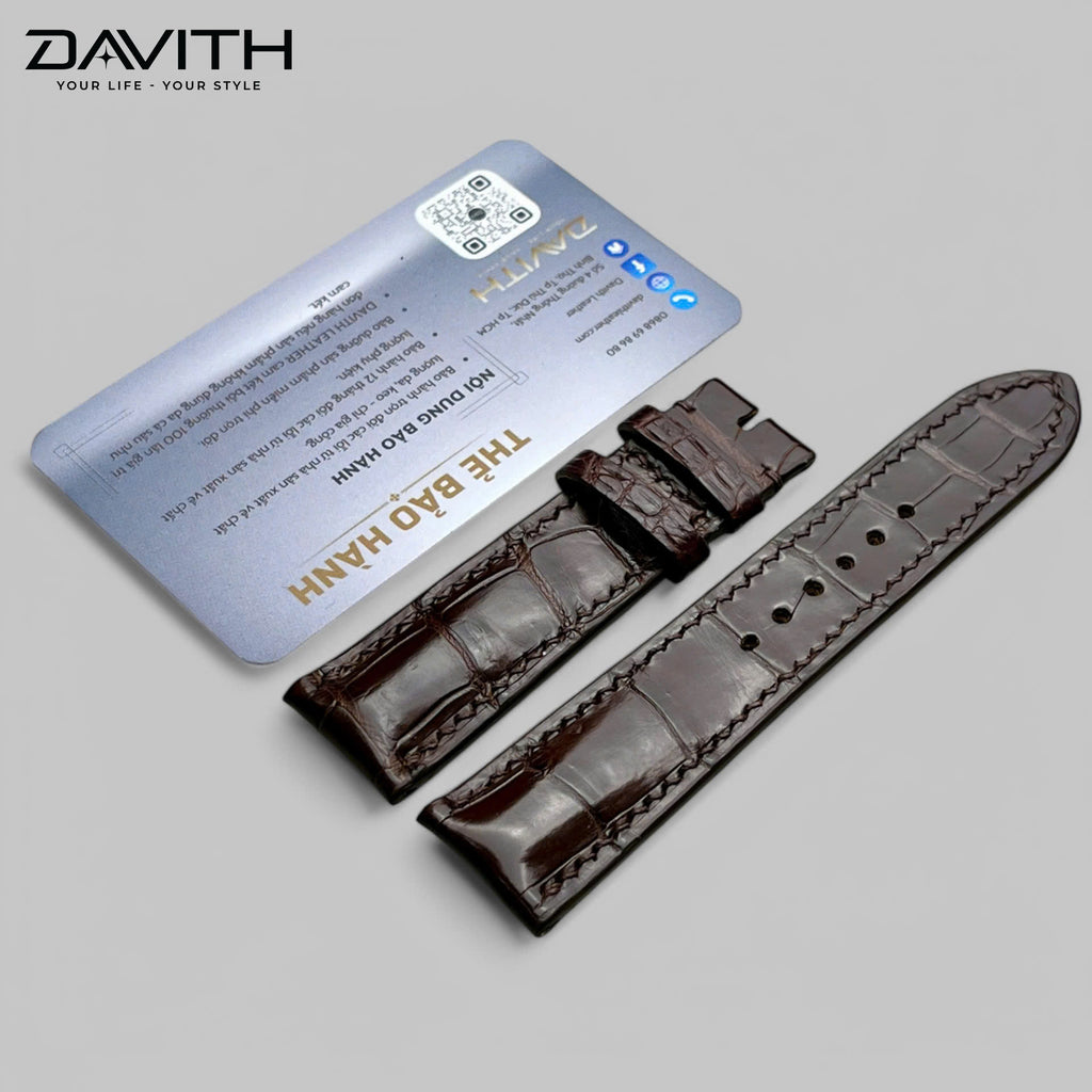 Crocodile Tail Leather Watch Strap — Brown | Bamboo-Node Grain | 18 / 20 / 22 mm