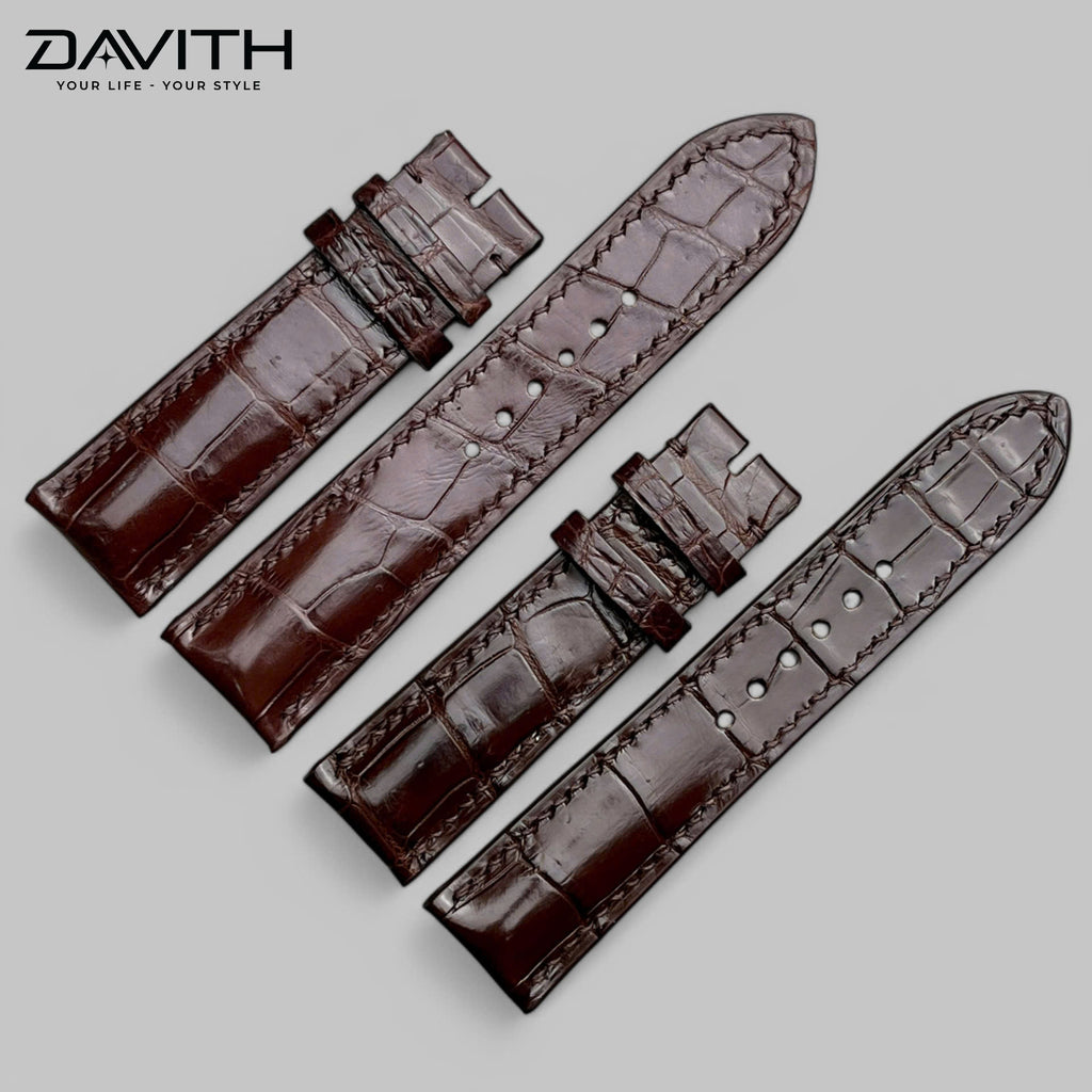 Crocodile Tail Leather Watch Strap — Brown | Bamboo-Node Grain | 18 / 20 / 22 mm