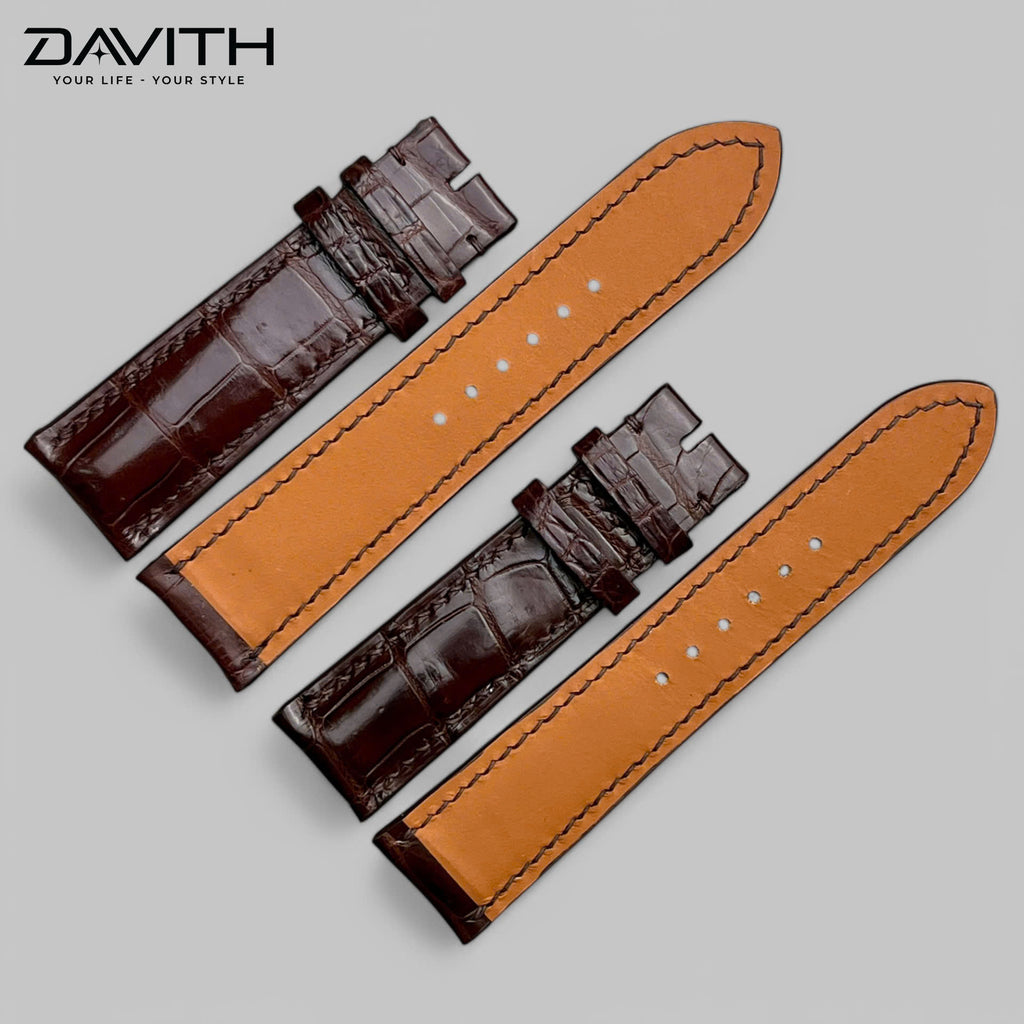 Crocodile Tail Leather Watch Strap — Brown | Bamboo-Node Grain | 18 / 20 / 22 mm