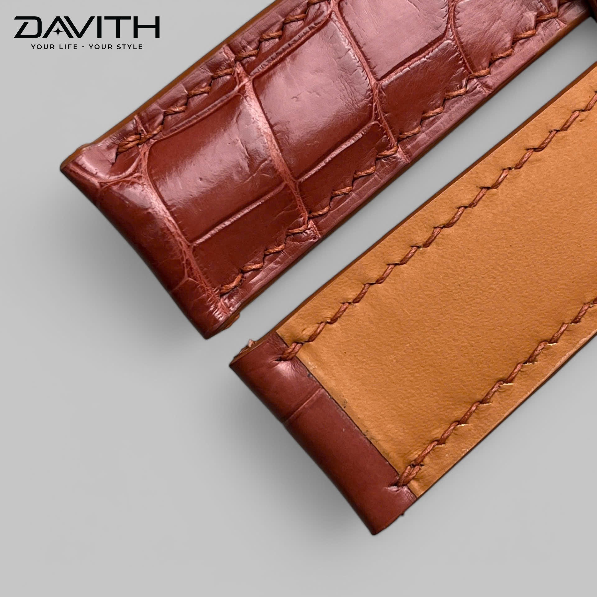 Handmade Crocodile Tail Leather Watch Strap — Burgundy | 18 · 20 · 22 mm