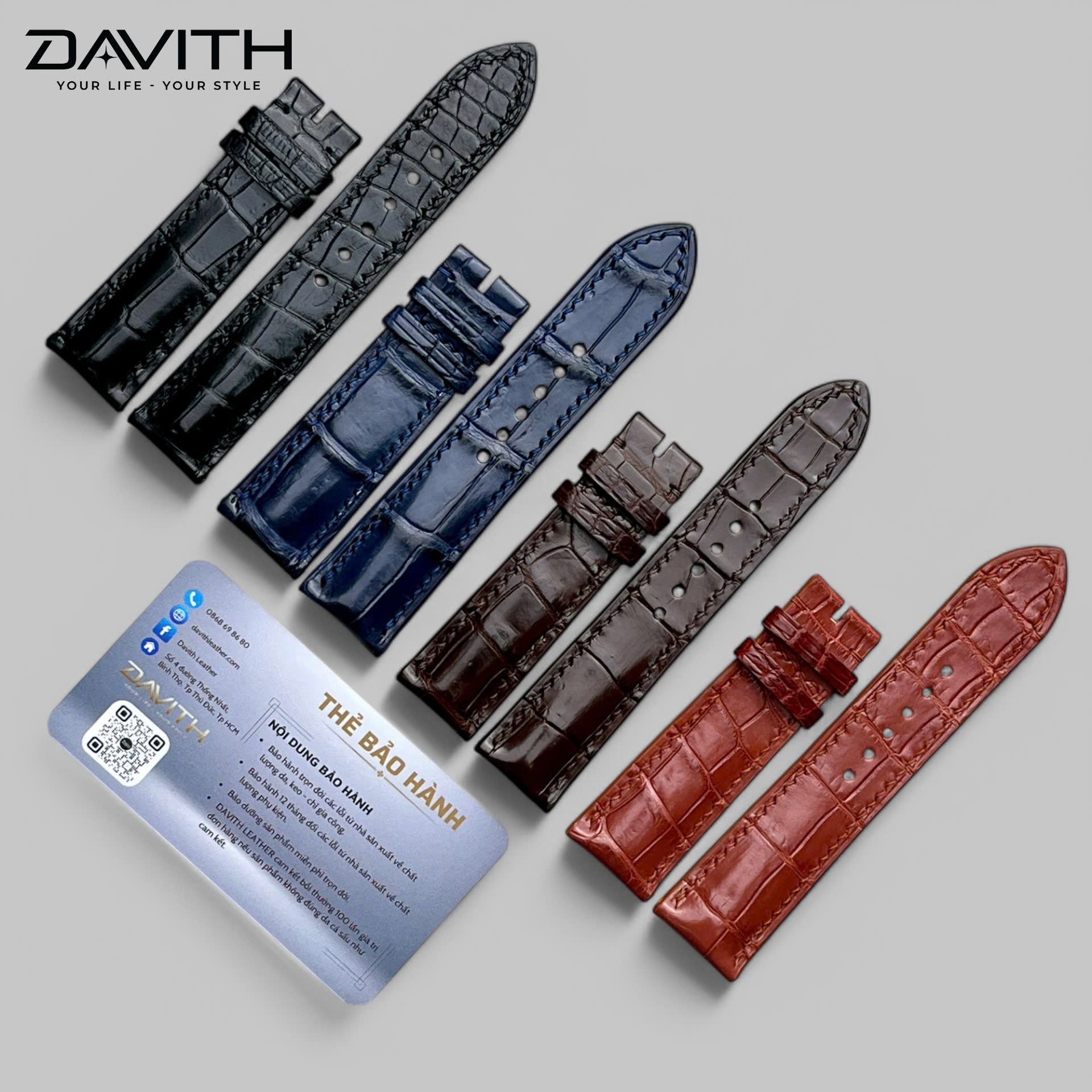 Black Exotic Leather Watch Strap — Bamboo-Joint Scale Tail | 18 · 20 · 22mm