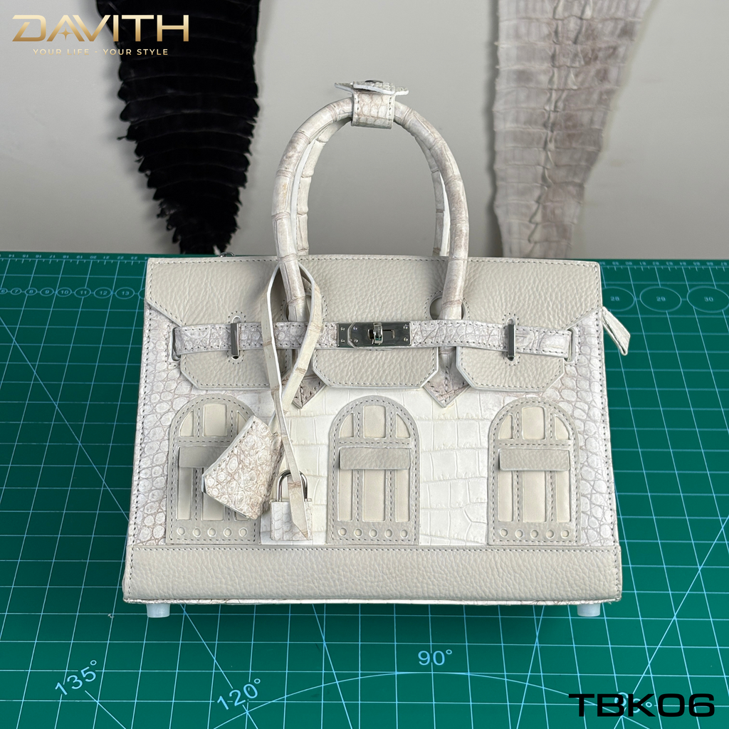 TBK06 | Window Limited Edition Professionally Whitened Crocodile Belly Leather Handbag