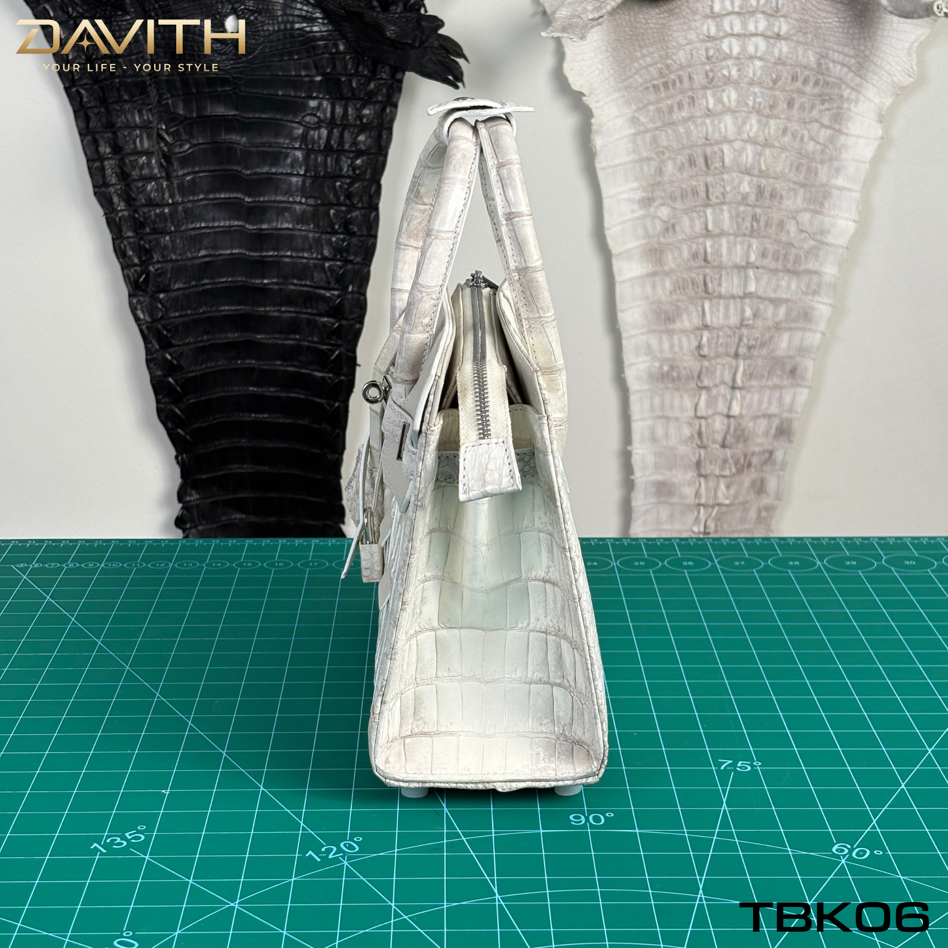 TBK06 | Window Limited Edition Professionally Whitened Crocodile Belly Leather Handbag