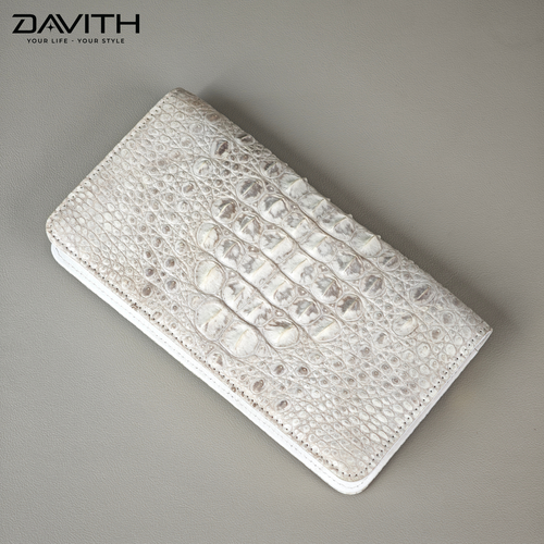 DAVITH Luxury Hornback Crocodile Clutch Wallet — Professionally Whitened | WALLET-VCT01G