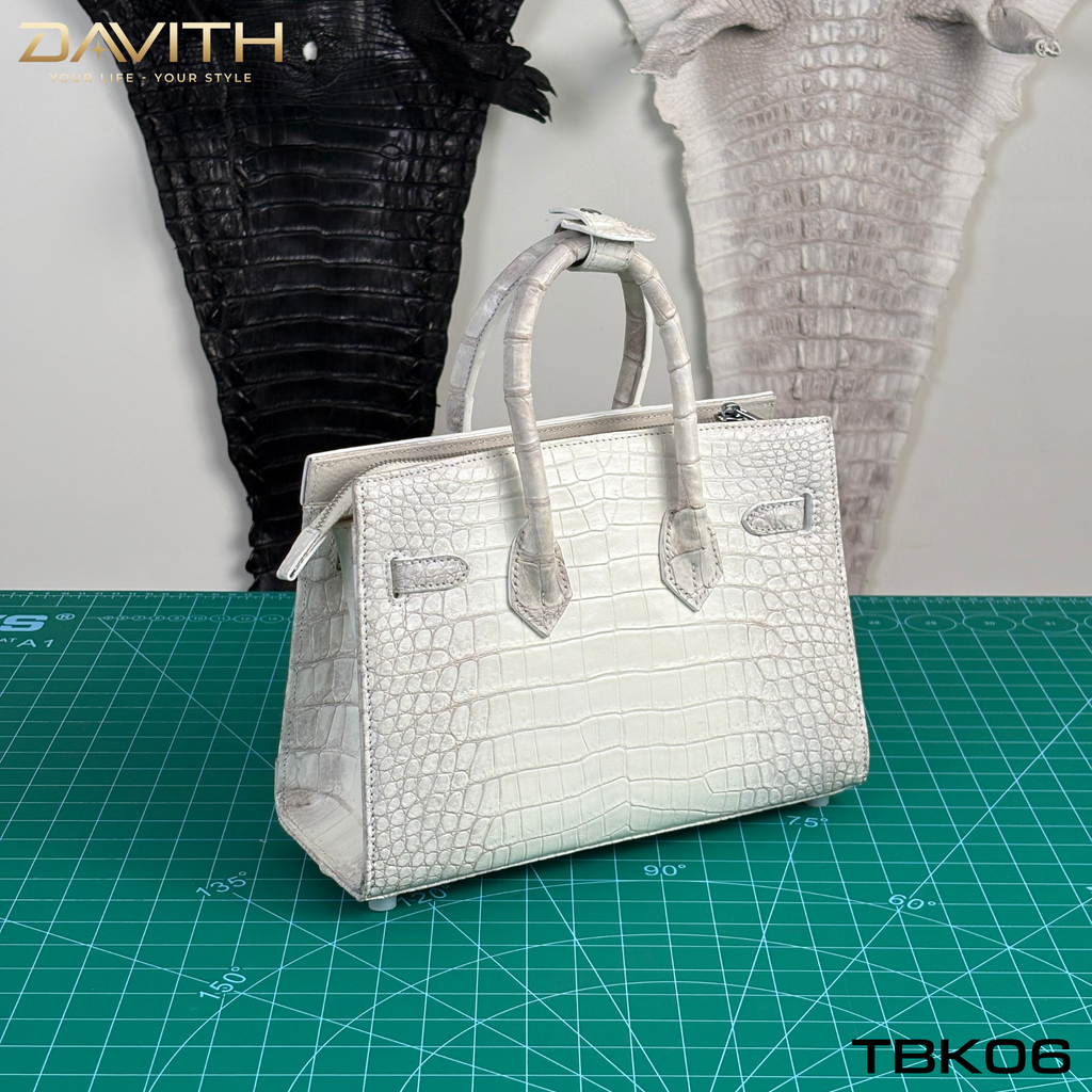 TBK06 | Window Limited Edition Professionally Whitened Crocodile Belly Leather Handbag