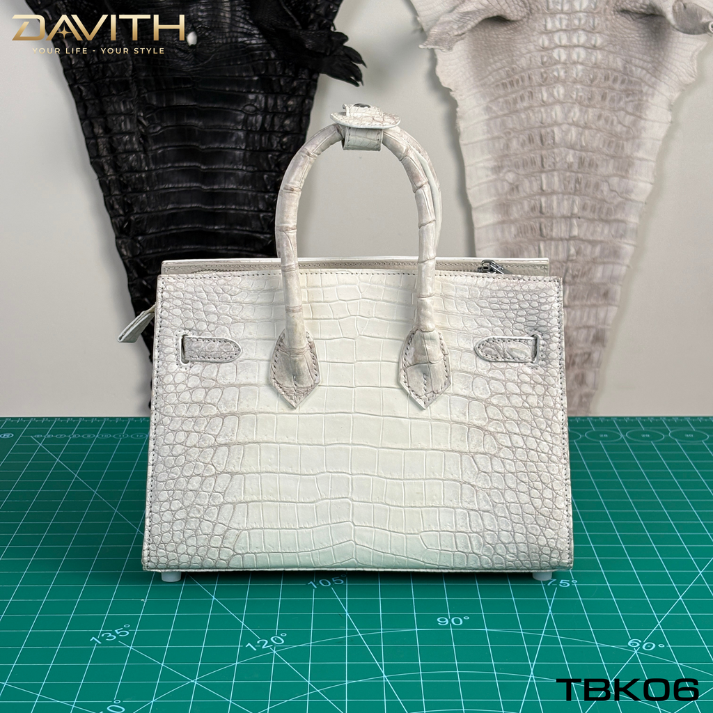 TBK06 | Window Limited Edition Professionally Whitened Crocodile Belly Leather Handbag