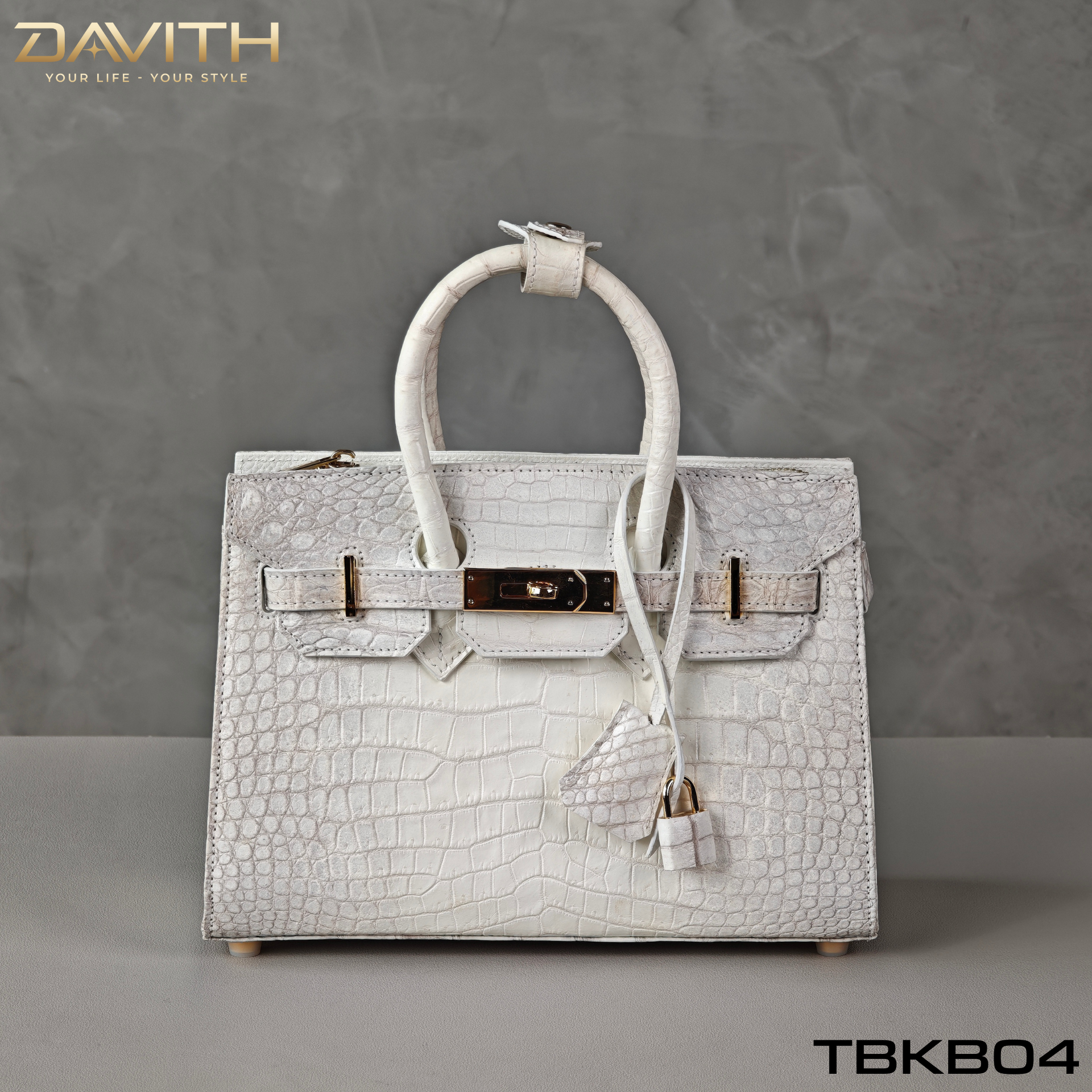 DAVITH LEATHER — TBKB04 White Exotic Crocodile Belly Handbag | Artisan Handmade