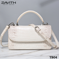 DAVITH TB04 – Professionally Whitened Crocodile Belly Leather Women's Luxury Handbag