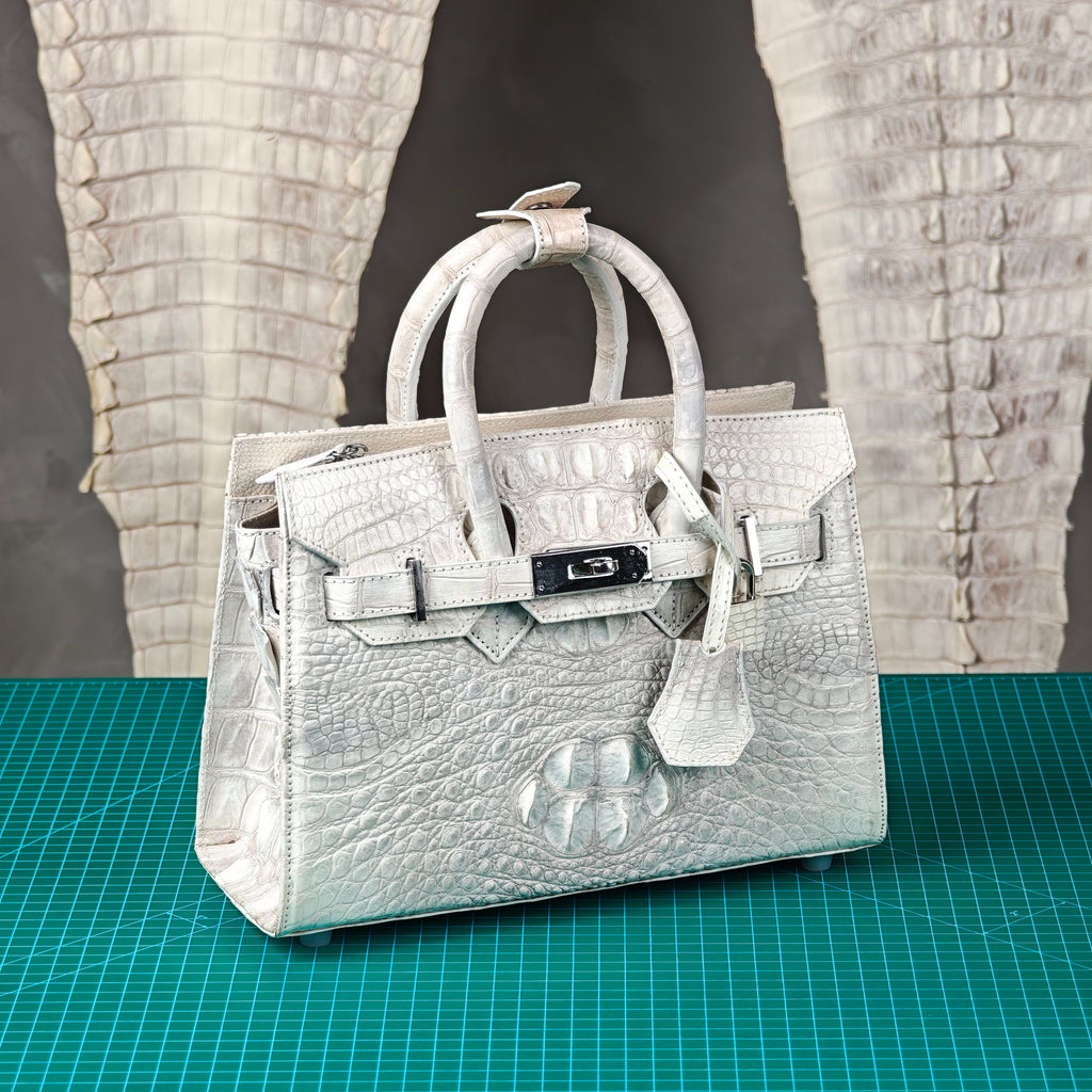 DAVITH TBK04 — Professionally Whitened Hornback Crocodile Women's Handbag